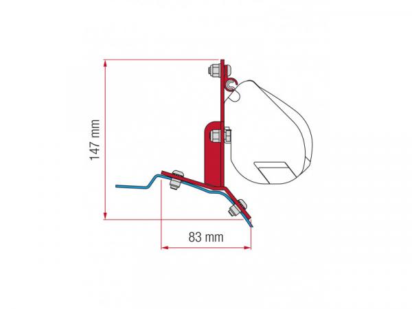 Komplettset: Markise Fiamma F35pro mit Adapter Montage Flachdach Custom ab 2012 Beifahrerseite mit Adapter #98655Z112